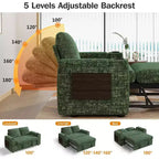 Divano letto a 3 modalità Dyonery Sale con contenitore e porte di ricarica - Montaggio senza attrezzi, schienale regolabile per piccoli spazi/appartamenti/dormitori