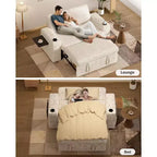 Divano letto a 3 modalità Dyonery Sale con contenitore e porte di ricarica - Montaggio senza attrezzi, schienale regolabile per piccoli spazi/appartamenti/dormitori
