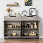 GustoWave Madia Credenza, 55 Pollici Grande Mobile Contenitore Moderno da Cucina con 2 Cassetti e 4 Ante, Tavolo Buffet per Caffè