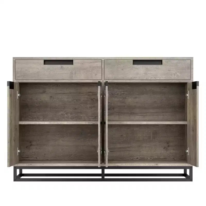 GustoWave Madia Credenza, 55 Pollici Grande Mobile Contenitore Moderno da Cucina con 2 Cassetti e 4 Ante, Tavolo Buffet per Caffè