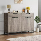 GustoWave Madia Credenza, 55 Pollici Grande Mobile Contenitore Moderno da Cucina con 2 Cassetti e 4 Ante, Tavolo Buffet per Caffè