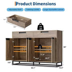 GustoWave Madia Credenza, 55 Pollici Grande Mobile Contenitore Moderno da Cucina con 2 Cassetti e 4 Ante, Tavolo Buffet per Caffè