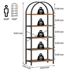 Libreria ad arco a 5 ripiani alta 179.8 cm, scaffale alto per CD/libri, organizer da ufficio, libreria moderna per camera da letto e soggiorno