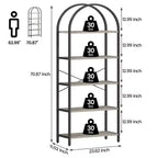 Libreria ad arco a 5 ripiani alta 179.8 cm, scaffale alto per CD/libri, organizer da ufficio, libreria moderna per camera da letto e soggiorno