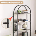 Libreria ad arco a 5 ripiani alta 179.8 cm, scaffale alto per CD/libri, organizer da ufficio, libreria moderna per camera da letto e soggiorno