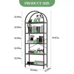 Libreria ad arco a 5 ripiani alta 179.8 cm, scaffale alto per CD/libri, organizer da ufficio, libreria moderna per camera da letto e soggiorno