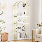 Libreria ad arco a 5 ripiani alta 179.8 cm, scaffale alto per CD/libri, organizer da ufficio, libreria moderna per camera da letto e soggiorno