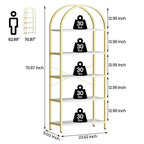 Libreria ad arco a 5 ripiani alta 179.8 cm, scaffale alto per CD/libri, organizer da ufficio, libreria moderna per camera da letto e soggiorno
