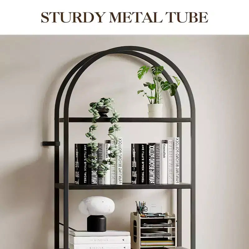 Libreria ad arco a 5 ripiani alta 179.8 cm, scaffale alto per CD/libri, organizer da ufficio, libreria moderna per camera da letto e soggiorno