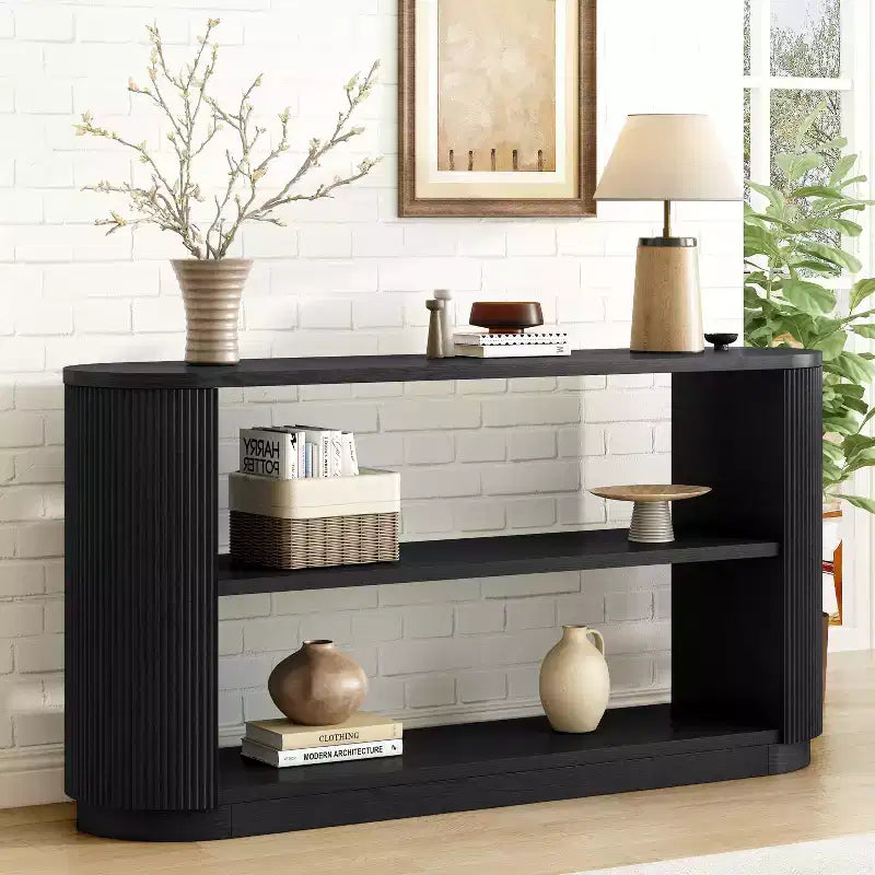 Okak Consolle Moderna Stretta con Design ad Angolo Arrotondato, Tavolino Multiuso per Ingresso, Tavolino d'Appoggio per Ingresso, Soggiorno