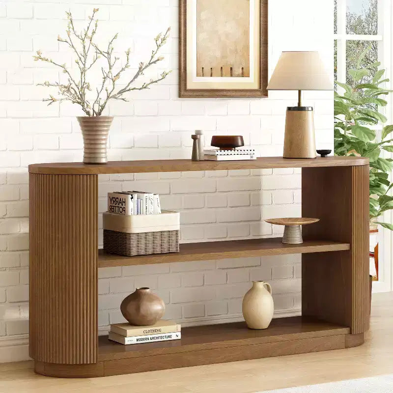 Okak Consolle Moderna Stretta con Design ad Angolo Arrotondato, Tavolino Multiuso per Ingresso, Tavolino d'Appoggio per Ingresso, Soggiorno