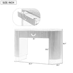 Consolle moderna Okak con design a coste verticali, tavolo da ingresso con 1 grande cassetto e maniglia in metallo, tavolo da divano per soggiorno, nero+oro