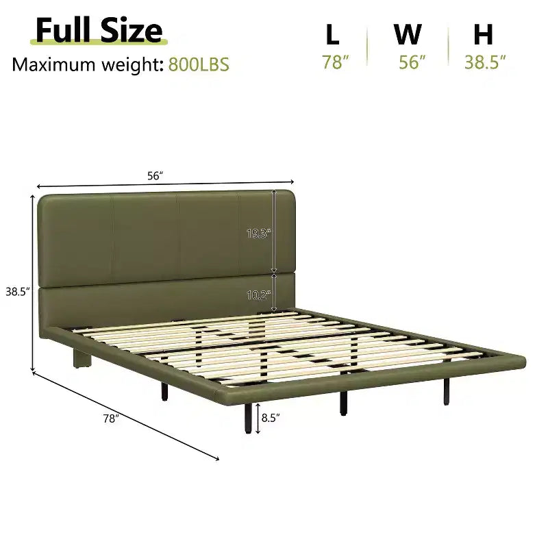 Struttura letto matrimoniale/queen size con testiera in pelle sintetica e luce a LED, letto a piattaforma moderno senza bisogno di rete a molle