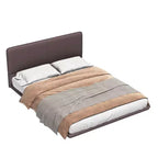 Struttura letto matrimoniale/queen size con testiera in pelle sintetica e luce a LED, letto a piattaforma moderno senza bisogno di rete a molle