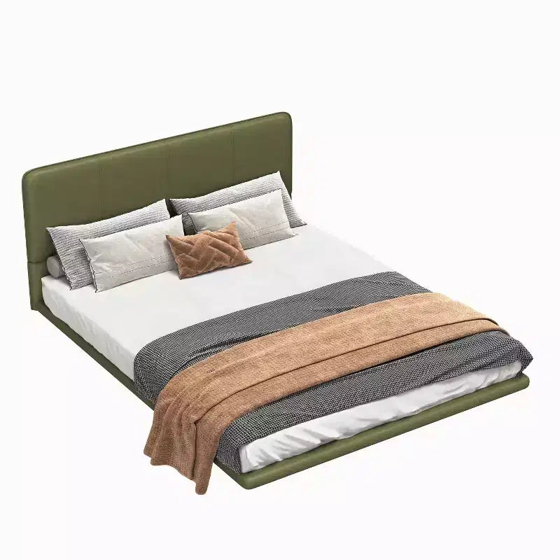 Struttura letto matrimoniale/queen size con testiera in pelle sintetica e luce a LED, letto a piattaforma moderno senza bisogno di rete a molle
