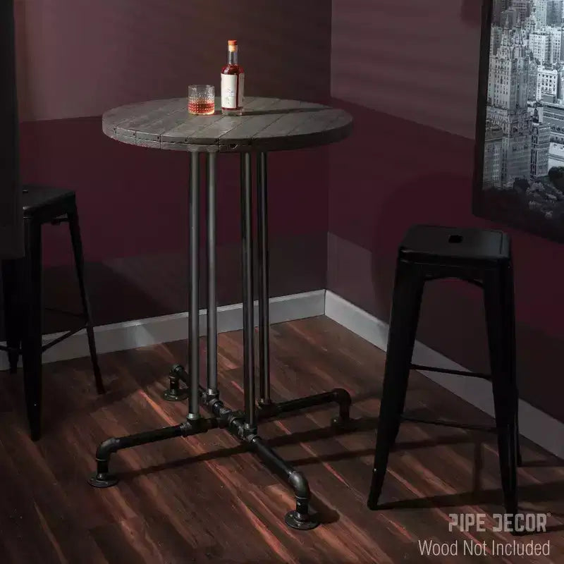 Gambe da Tavolo in Tubo Pipe Decor Black Jack, Altezza Bar