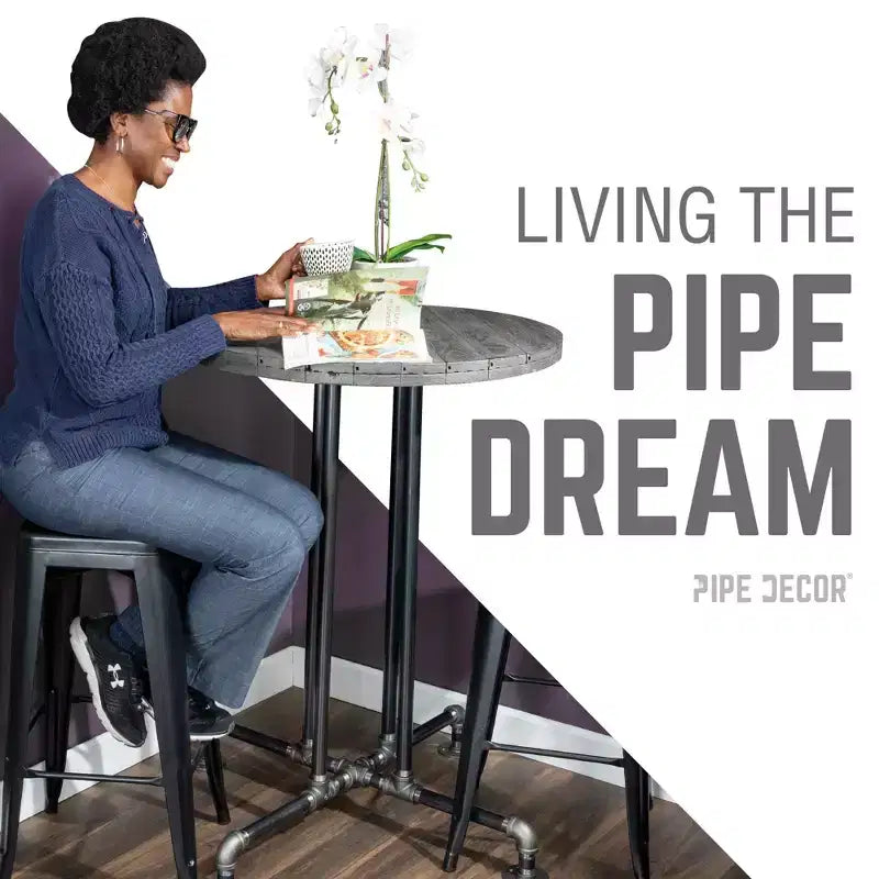 Gambe da Tavolo in Tubo Pipe Decor Black Jack, Altezza Bar