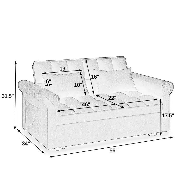 Divano letto convertibile moderno MAYEERTY estraibile regolabile per soggiorno camera da letto grigio