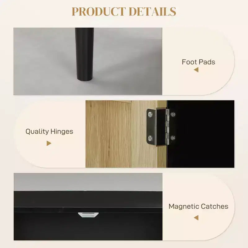 Madia Bohemien, Credenza da 80 cm con 2 Ante in Rattan e Ripiani per Soggiorno, Corridoio