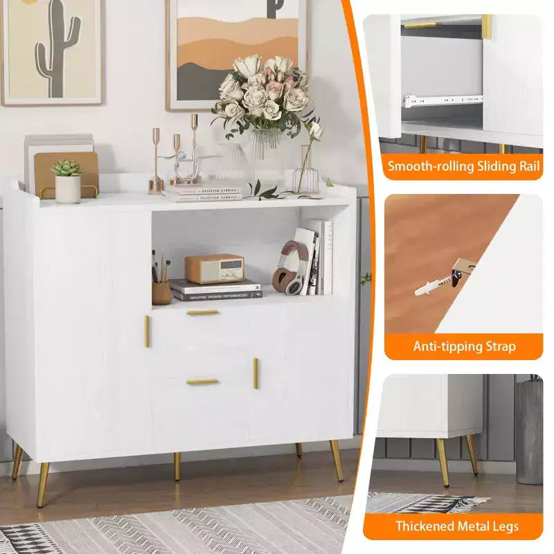 Grande credenza da cucinaMobile credenza in stile rustico con 2 cassetti e 2 ante,