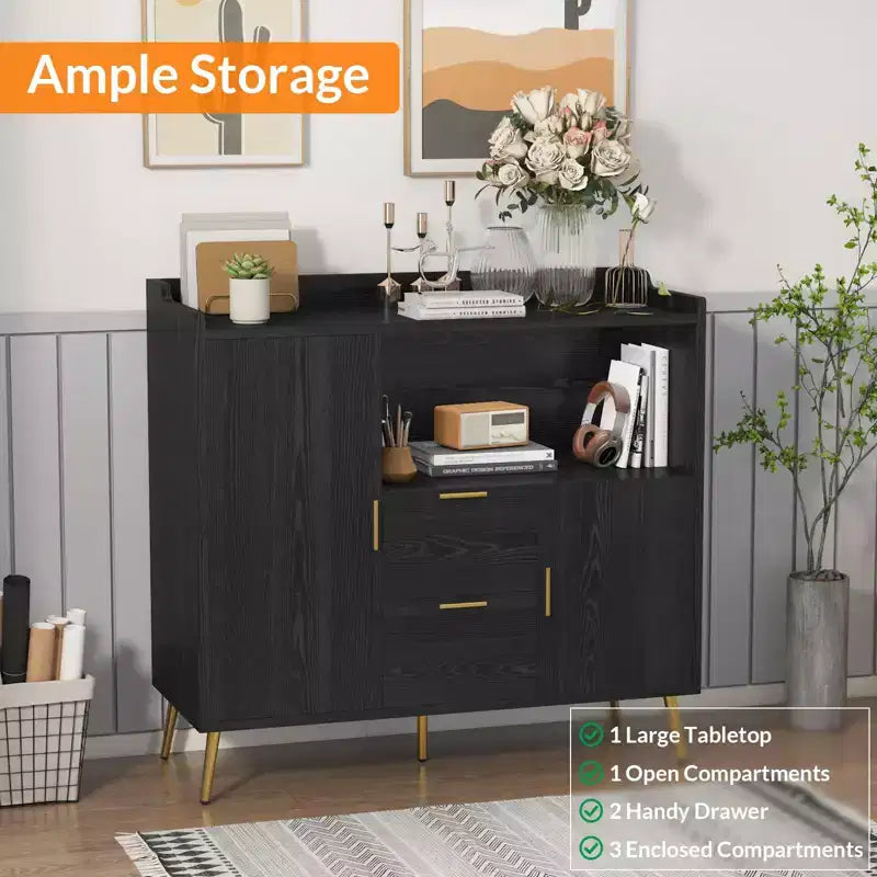 Grande credenza da cucinaMobile credenza in stile rustico con 2 cassetti e 2 ante,