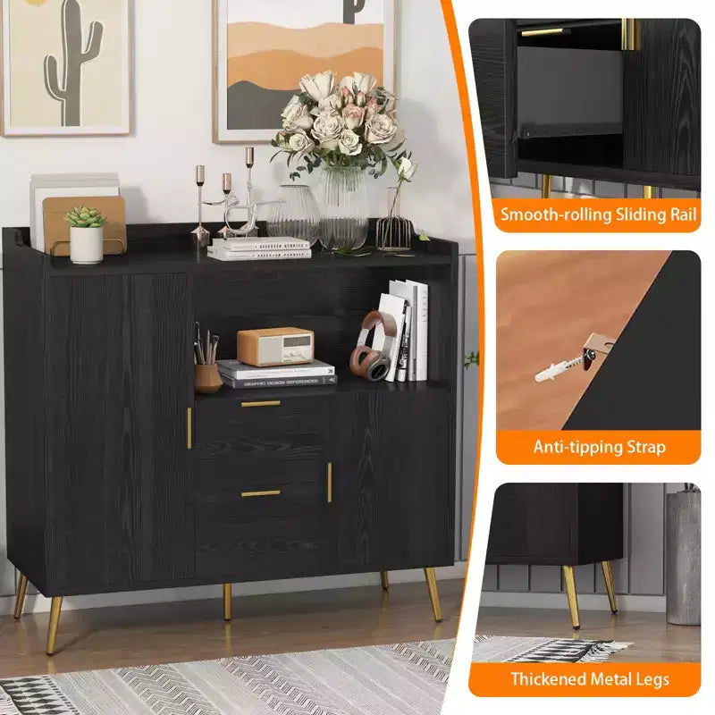 Grande credenza da cucinaMobile credenza in stile rustico con 2 cassetti e 2 ante,