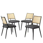 MAYEERTY Sedie da Pranzo Set da 2, Schienale in Rattan, Struttura in Metallo, Rivestimento in Bouclé per Soggiorno