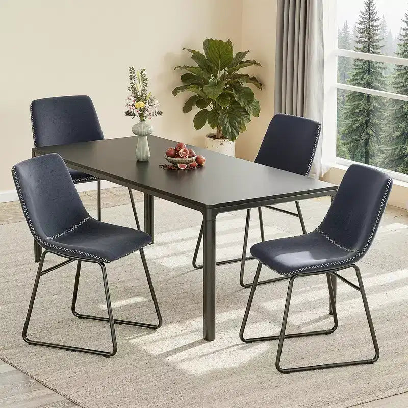MAYEERTY Set di 4 Sedie da Cucina e Sala da Pranzo Blu Scuro - Sedute Eleganti per i Tuoi Spazi Dining