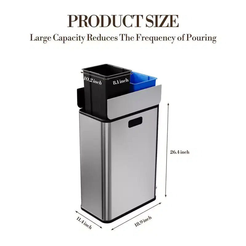 COZONY Pattumiera Doppia in Acciaio Inox con Coperchio a Pedale, Cestelli Estraibili, Pattumiera da Cucina per Riciclaggio per la Gestione dei Rifiuti in Casa e Ufficio