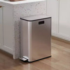 COZONY Pattumiera Doppia in Acciaio Inox con Coperchio a Pedale, Cestelli Estraibili, Pattumiera da Cucina per Riciclaggio per la Gestione dei Rifiuti in Casa e Ufficio