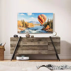 47 in TV Stand for 50-65 in TVs, Entertainment Center with 2 Drawers, Adjustable Shelves & U-Shaped Metal Legs, Modern Wooden TV Console