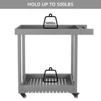 Carrello da Servizio Versatile - Carrello da Esterno a Due Ripiani con Ruote e Ripiano con Coperchio - Capacità 227 kg - Adatto per Casa, Ufficio, Patio e Barbecue