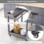 Carrello da Servizio Versatile - Carrello da Esterno a Due Ripiani con Ruote e Ripiano con Coperchio - Capacità 227 kg - Adatto per Casa, Ufficio, Patio e Barbecue