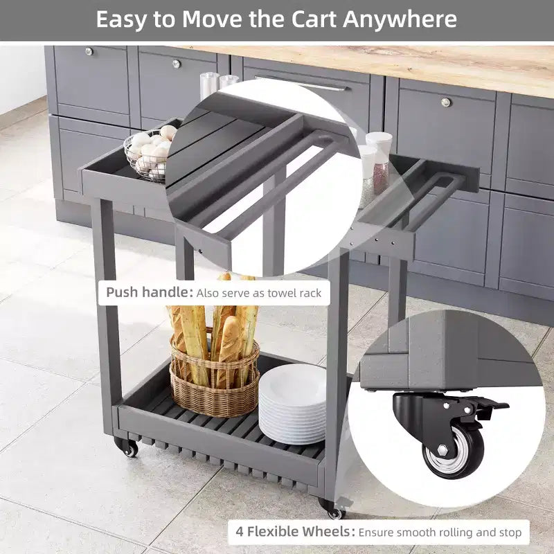 Carrello da Servizio Versatile - Carrello da Esterno a Due Ripiani con Ruote e Ripiano con Coperchio - Capacità 227 kg - Adatto per Casa, Ufficio, Patio e Barbecue