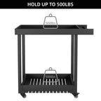 Carrello da Servizio Versatile - Carrello da Esterno a Due Ripiani con Ruote e Ripiano con Coperchio - Capacità 227 kg - Adatto per Casa, Ufficio, Patio e Barbecue