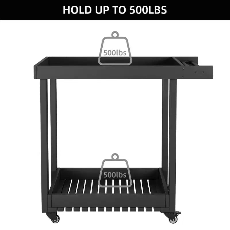 Carrello da Servizio Versatile - Carrello da Esterno a Due Ripiani con Ruote e Ripiano con Coperchio - Capacità 227 kg - Adatto per Casa, Ufficio, Patio e Barbecue