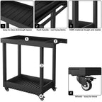 Carrello da Servizio Versatile - Carrello da Esterno a Due Ripiani con Ruote e Ripiano con Coperchio - Capacità 227 kg - Adatto per Casa, Ufficio, Patio e Barbecue