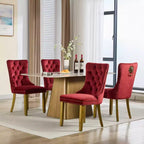 Okak - Set di 2 sedie da pranzo moderne in velluto trapuntato con schienale e gambe dorate, sedie imbottite senza braccioli per sala da pranzo, cucina