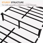 oho Struttura letto in stile con testiera in rattan, Struttura letto a piattaforma con robusto supporto a doghe in metallo, Non necessita di rete a molle, Nero e Rovere