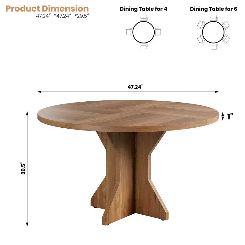 Tavolo da pranzo rotondo da 47" per spazi ridotti - Nero, 4-6 posti, base K-Leg in legno massello