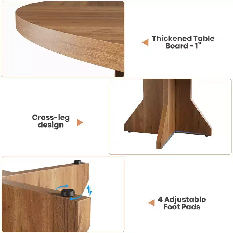 Tavolo da pranzo rotondo da 47" per spazi ridotti - Nero, 4-6 posti, base K-Leg in legno massello
