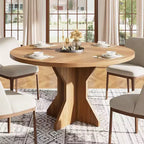 Tavolo da pranzo rotondo da 47" per spazi ridotti - Nero, 4-6 posti, base K-Leg in legno massello
