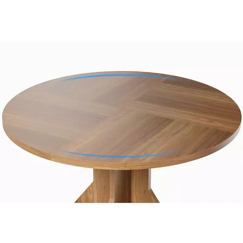 Tavolo da pranzo rotondo da 47" per spazi ridotti - Nero, 4-6 posti, base K-Leg in legno massello