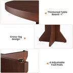 Tavolo da pranzo rotondo da 47" per spazi ridotti - Nero, 4-6 posti, base K-Leg in legno massello
