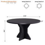 Tavolo da pranzo rotondo da 47" per spazi ridotti - Nero, 4-6 posti, base K-Leg in legno massello