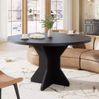 Tavolo da pranzo rotondo da 47" per spazi ridotti - Nero, 4-6 posti, base K-Leg in legno massello
