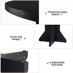 Tavolo da pranzo rotondo da 47" per spazi ridotti - Nero, 4-6 posti, base K-Leg in legno massello
