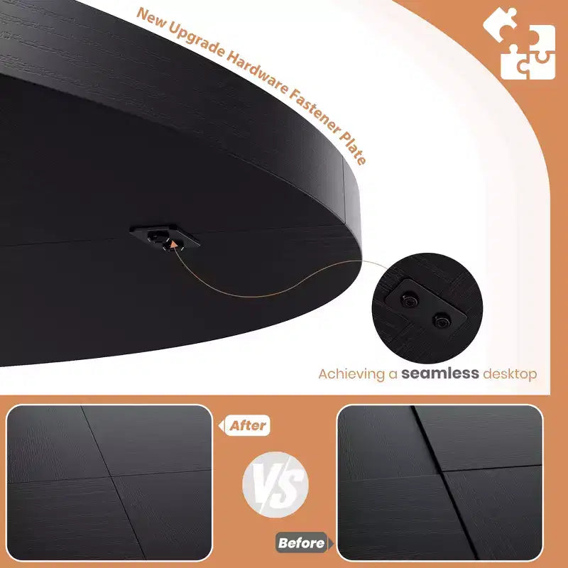 Tavolo da pranzo rotondo da 47" per spazi ridotti - Nero, 4-6 posti, base K-Leg in legno massello