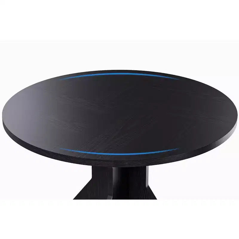 Tavolo da pranzo rotondo da 47" per spazi ridotti - Nero, 4-6 posti, base K-Leg in legno massello