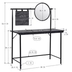 Mobile Toeletta FurnitureR con Specchio Circolare Rimovibile, Tavolo da Trucco Semplice, Scrivania Multifunzione per Camera da Letto, Nero